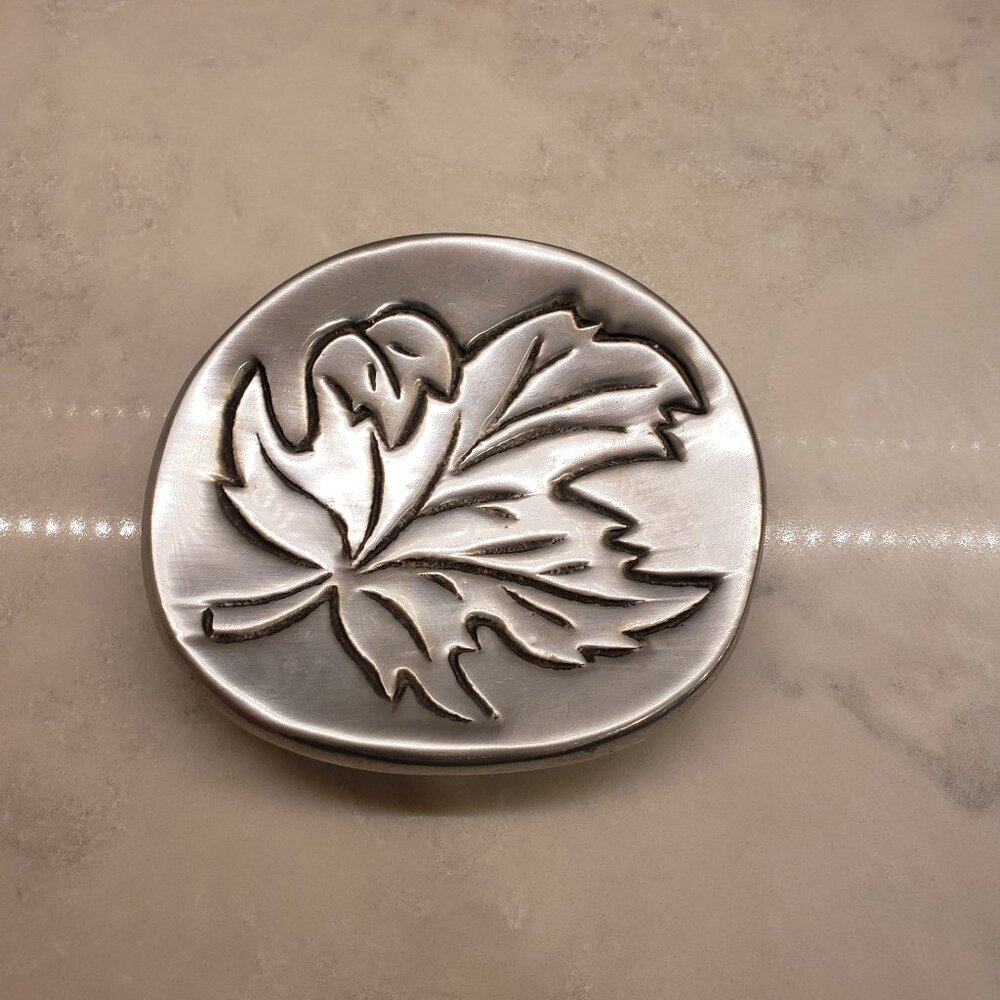Aluminum Maple Leaf Dish LL.I.B. Toronto Oct 4 1977